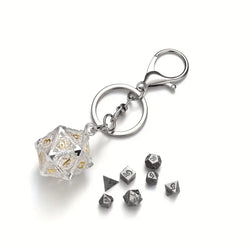 Keychain D20 Dragon Locket with Mini Dice Set in Assorted Colors (KCDCDR1)