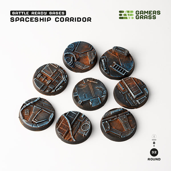 Battle Ready Bases: Spaceship Corridor - Round 32mm (x8)