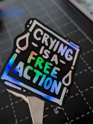 Holographic Crying Is a Free Action Sticker: Holographic Black