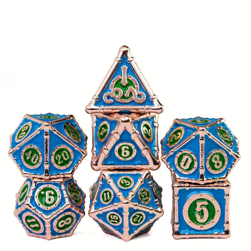Metal Dice Set Pipeline in Blue Green and Copper (DCPHMT29)