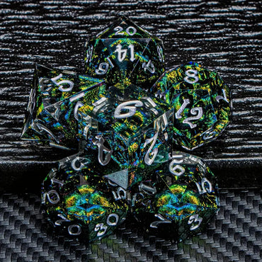Resin Dice Set Skull Glitter Imprint Assorted Colors (DCPHRE20)