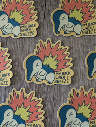 Cyndaquil Back Pain - Cute Pokémon Nintendo Vinyl Sticker