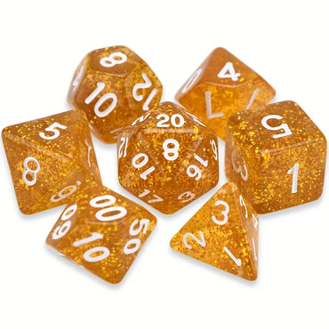 Acrylic Dice Set Transparent Gold Glitter (DCPHAC21)