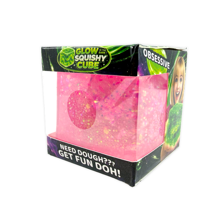 Fun Doh Glow in the Dark Squishy Sparkle Cube - 12/Display: Wholesale Price