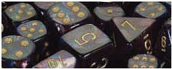 D6 -- 12MM Lustrous Dice, Shadow/Gold, 36CT