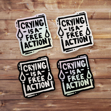 Holographic Crying Is a Free Action Sticker: Holographic Black