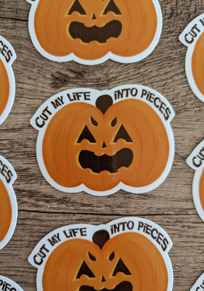 Cut My Life - Cute Funny Spooky Halloween Pumpkin Sticker