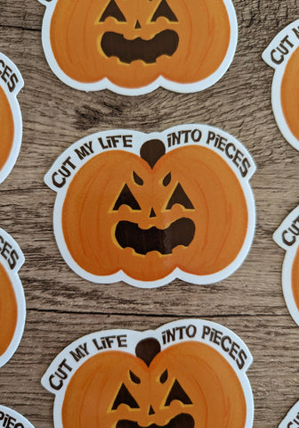 Cut My Life - Cute Funny Spooky Halloween Pumpkin Sticker