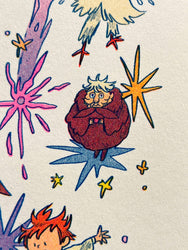 Howl's Moving Castle Small Riso Print