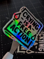 Holographic Crying Is a Free Action Sticker: Holographic Black