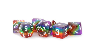 16mm Resin Polyhedral Dice Set - Colorful 18 Colors: Translucent Rainbow