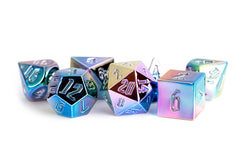 Rainbow Aegis 16mm Aluminum Plated Acrylic Poly Dice Set: Rainbow Aegis w/ White Numbers