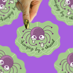 Hanging on by a Thread Spider Cute Vinyl Sticker