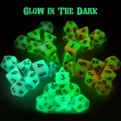 Acrylic Dice Set Glow in the Dark Neon Assorted Colors (DCPHAC11)