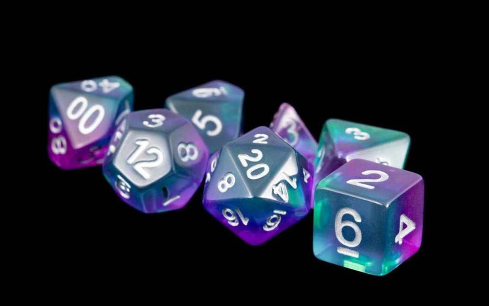 16mm Resin Polyhedral Dice Set - Colorful 18 Colors: Translucent Rainbow