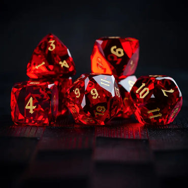 Gemstone Dice Set Cut Ruby Glass (DCPHGS8)