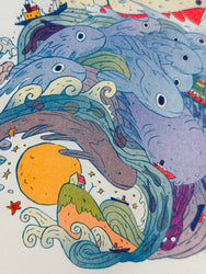 Ponyo on the Cliff by the Sea ~ Small Riso Print