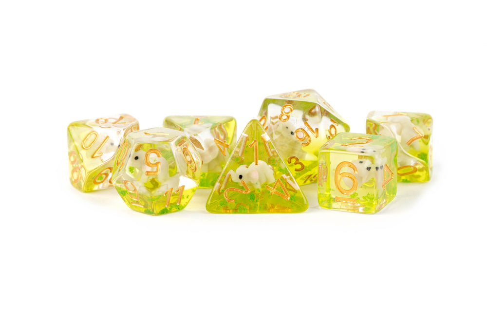 NEW 13 Inclusion Dice Resin: Penguin, Koala, Dinosaur: Rainbow Frost