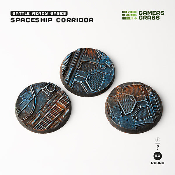 Battle Ready Bases: Spaceship Corridor - Round 50mm (x3)
