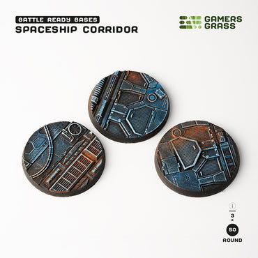 Battle Ready Bases: Spaceship Corridor - Round 50mm (x3)