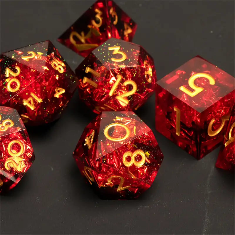 Resin Dice Set Fiery Red Sparkle (DCPHRE16)