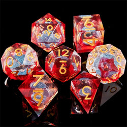 Resin Dice Set Lava Sand Liquid Core Assorted Colors (DCPHRE19)