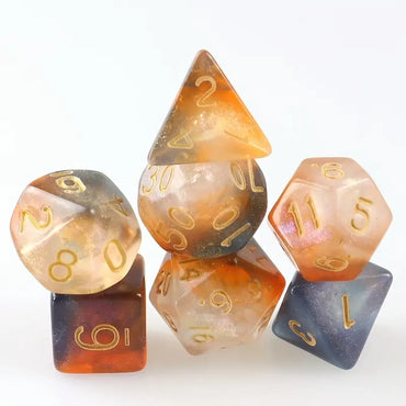 Acrylic Dice Set Chameleon Orange White and Grey (DCPHAC12)