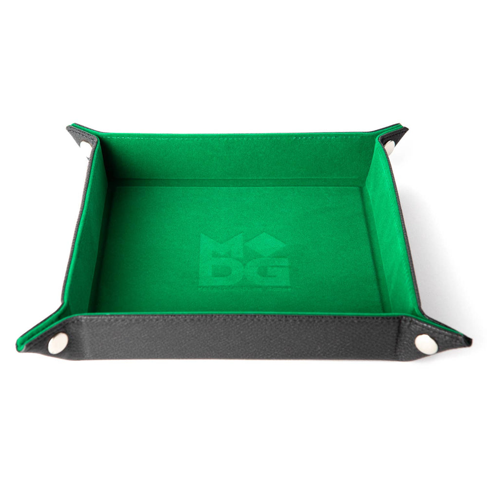 Velvet Folding Dice Tray with Leather Backing (7 Colors): Water Rainbow