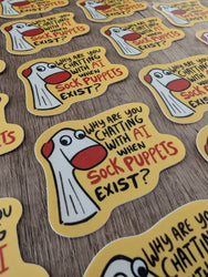 AI or Sock Puppet? - Cute Funny Anti-AI Sticker
