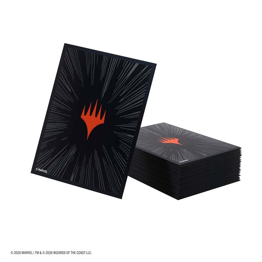 GAMEGENIC: MAGIC THE GATHERING: MSH MARVEL SUPER HEROES: PREMIUM DOUBLE SLEEVING PACK 100: COMIC BURST BLACK