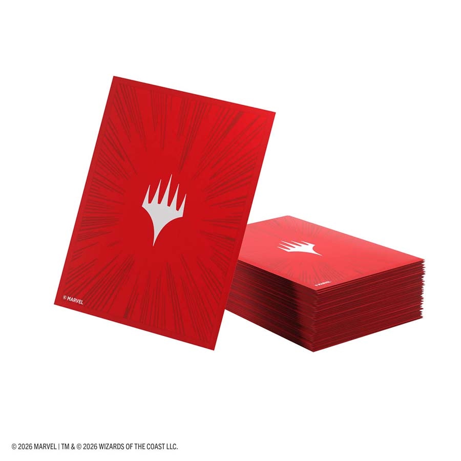 GAMEGENIC: MAGIC THE GATHERING: MSH MARVEL SUPER HEROES: PREMIUM DOUBLE SLEEVING PACK 100: COMIC BURST RED
