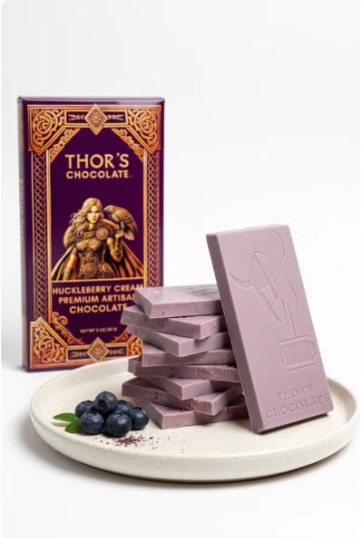 Thor's Chocolate - Huckleberry Cream Premium Artisan Chocolate Bar