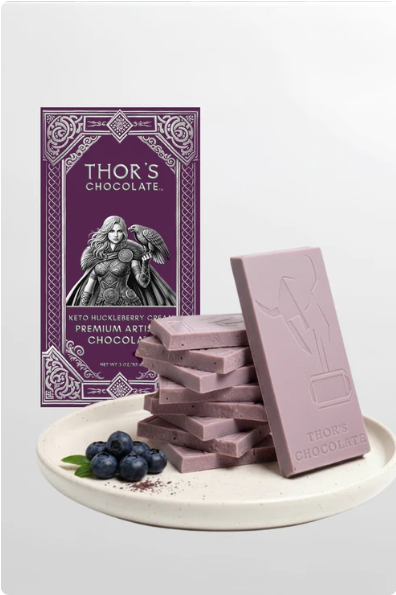 Thor's Chocolate - Keto Huckleberry Cream Premium Artisan Chocolate Bar